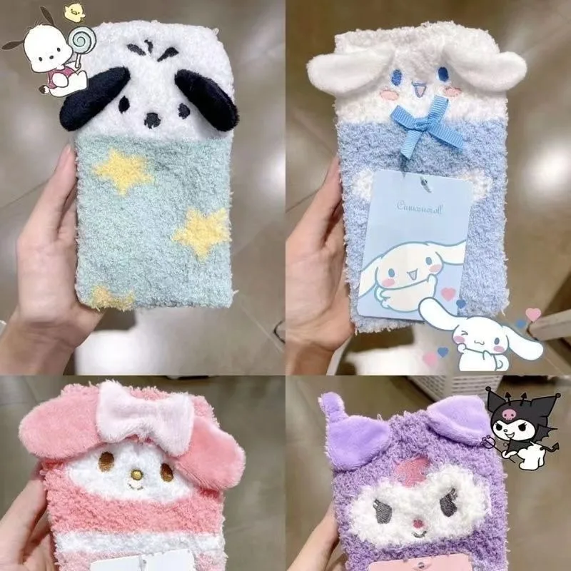 Miniso Cute Cinnamoroll Kuromi My melody Pochacco Socks Sanrio Autumn and Winter Thickened Warm Cartoon Cotton Socks Wholesale