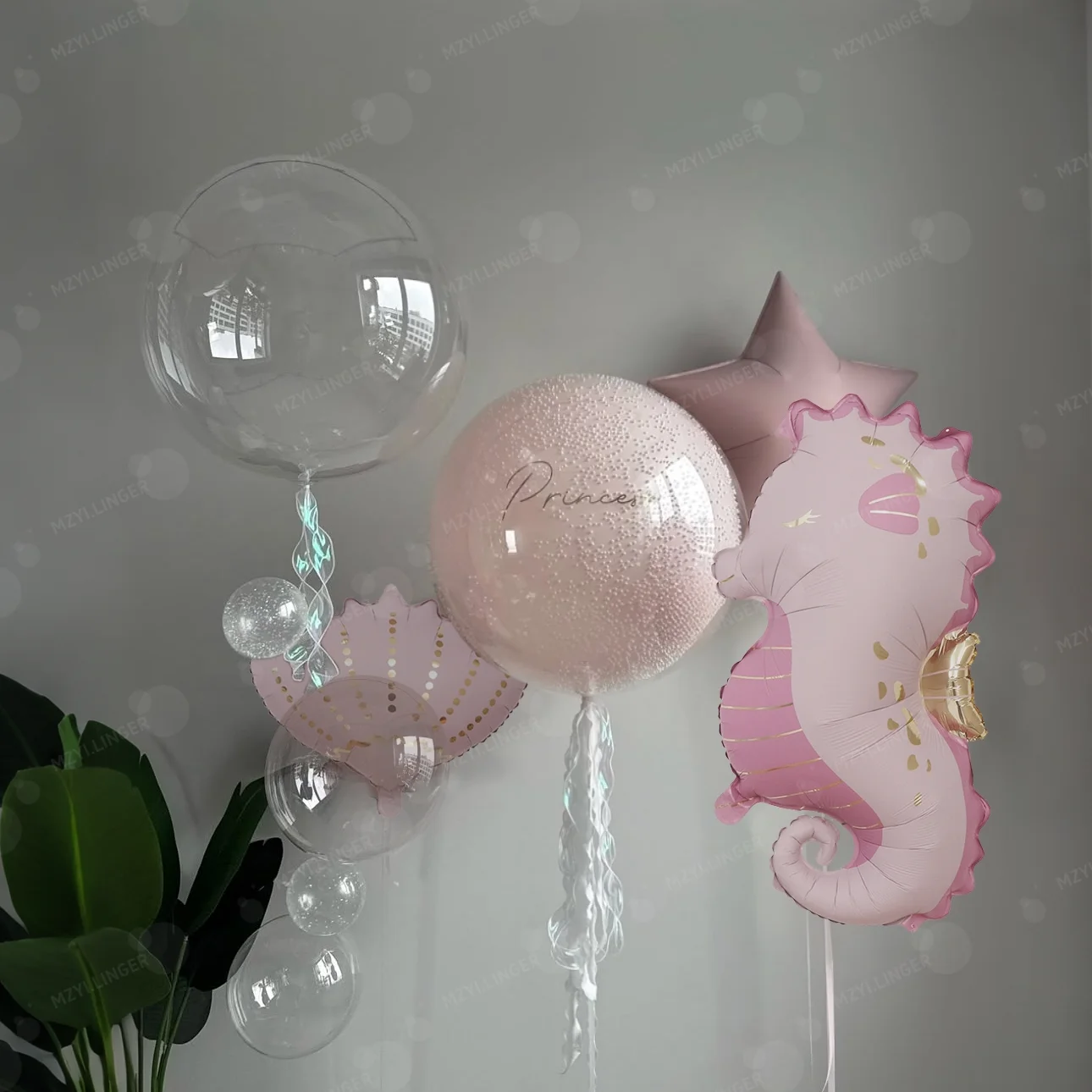 Ozean-Tierballon-Set Rosa Seepferdchen und Muschelförmige Ballons Rosa Zahlen 0-9 für Geburtstagsfeier Ozean-Themenparty Dekoration – Detail 5