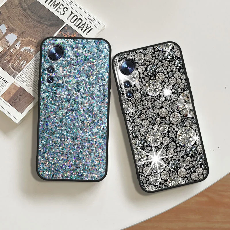 Luxe Glitter Diamant Glanzende Strass Voor Xiaomi Mi 13 10 11 9 8 F1 T Pro Plus Lite SE Redmi 9A C T 8A 10 12C Zwarte Telefoon Case
