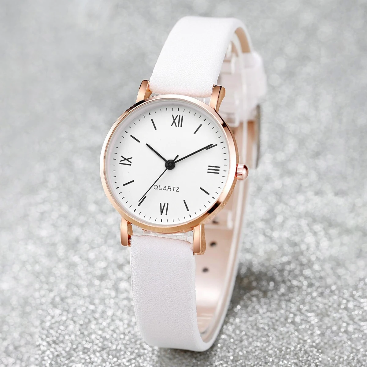 Women's Simple Leather Strap Quartz Watch, Gift