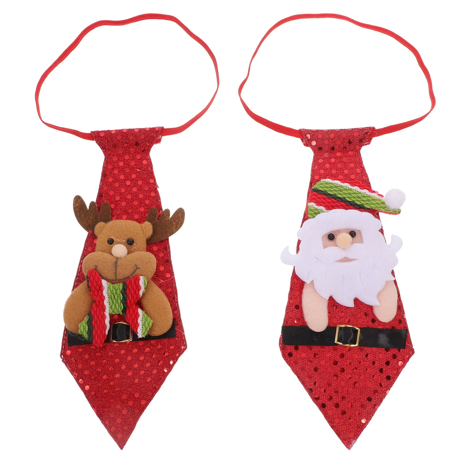 2Pcs Christmas Necktie Festival Decoration Comfortable Wear Xmas Party Unique Gift for Friends Christmas Necktie