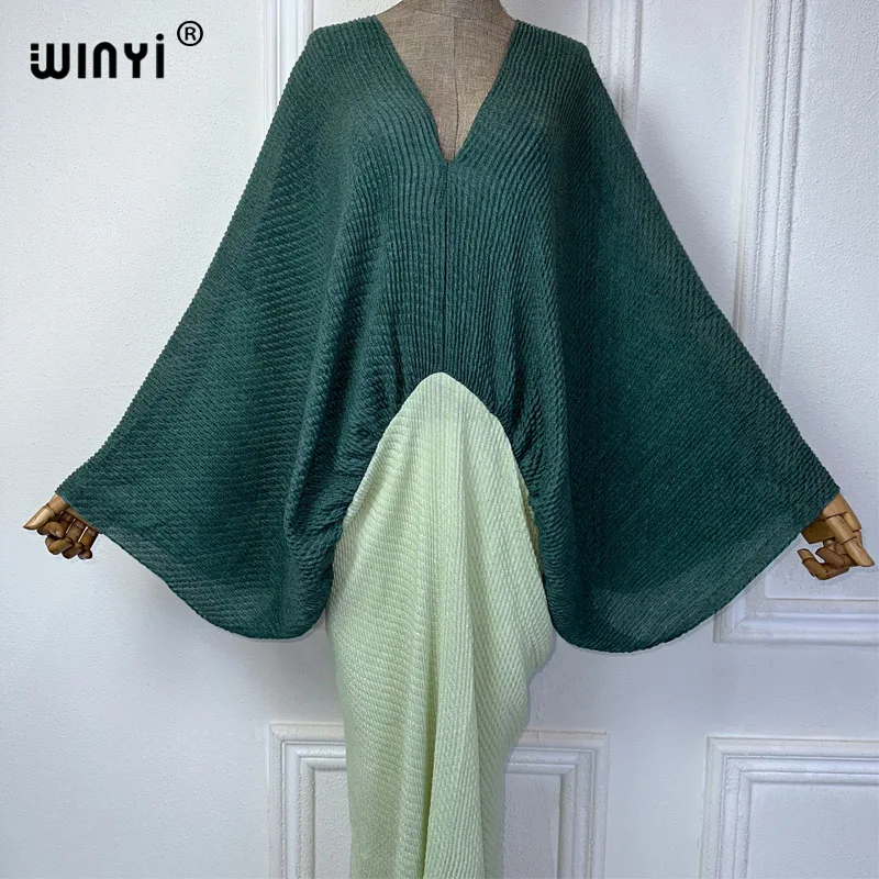 WINYI Summer dress Women crumple Design Loose robe Maxi Long Femme Vestidos holiday Party Elegant free size Pleated dress