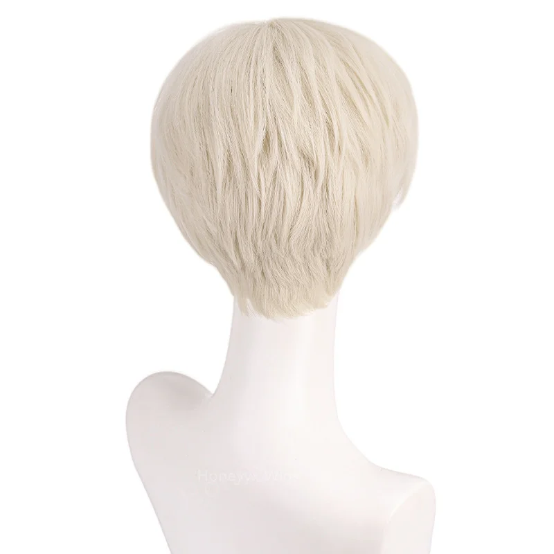 Cream Color Barbie Leading Man Ken Cosplay Hair Short Wig for Hero Anime Sythetic