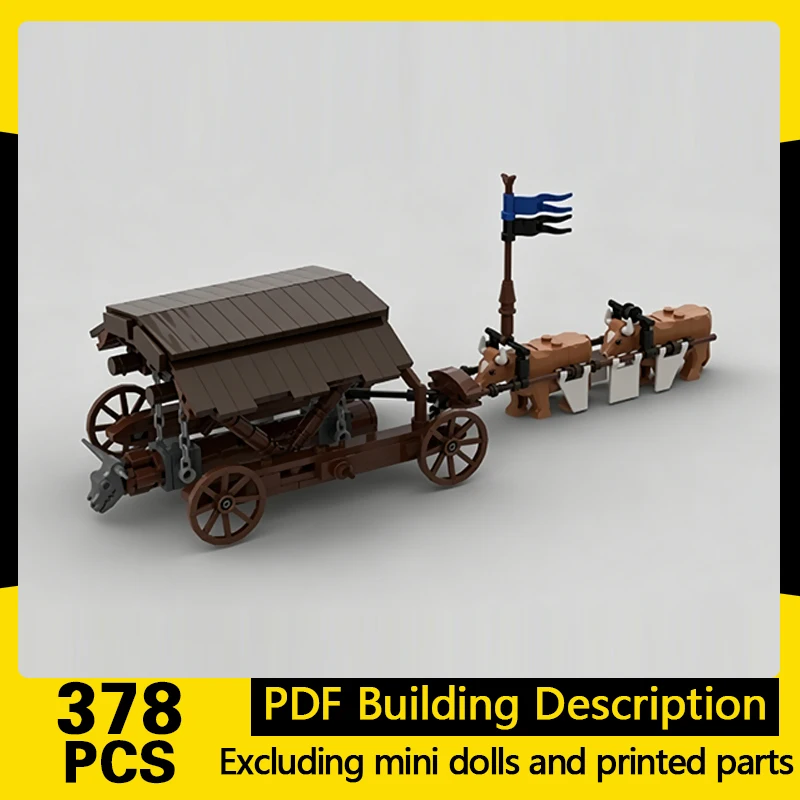 Medieval Castle Model MOC Building Bricks Enclosed Siege Chariot Modular Technology Gifts Holiday Assemble Children Toys Suit