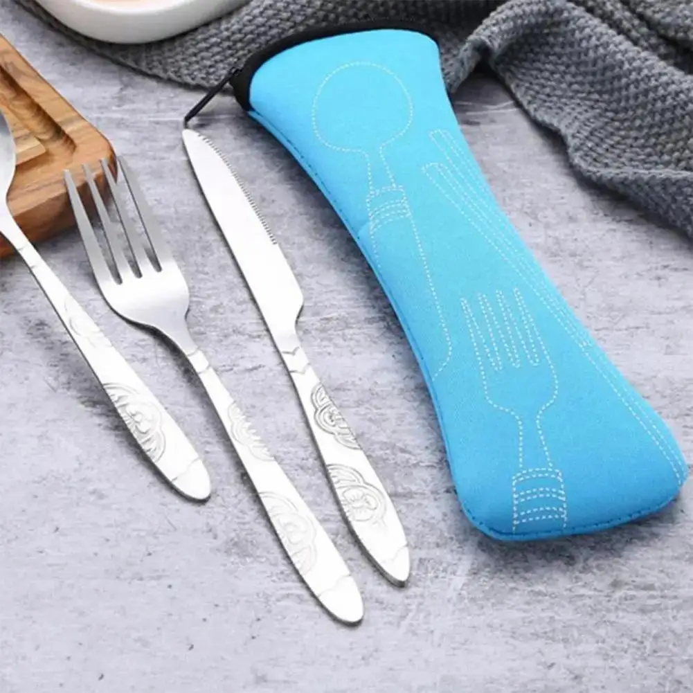 Cutlery Storage Organizer Portable Cutlery Storage Bag with Zipper Design for Travel Camping Office Washable for Fork for Car