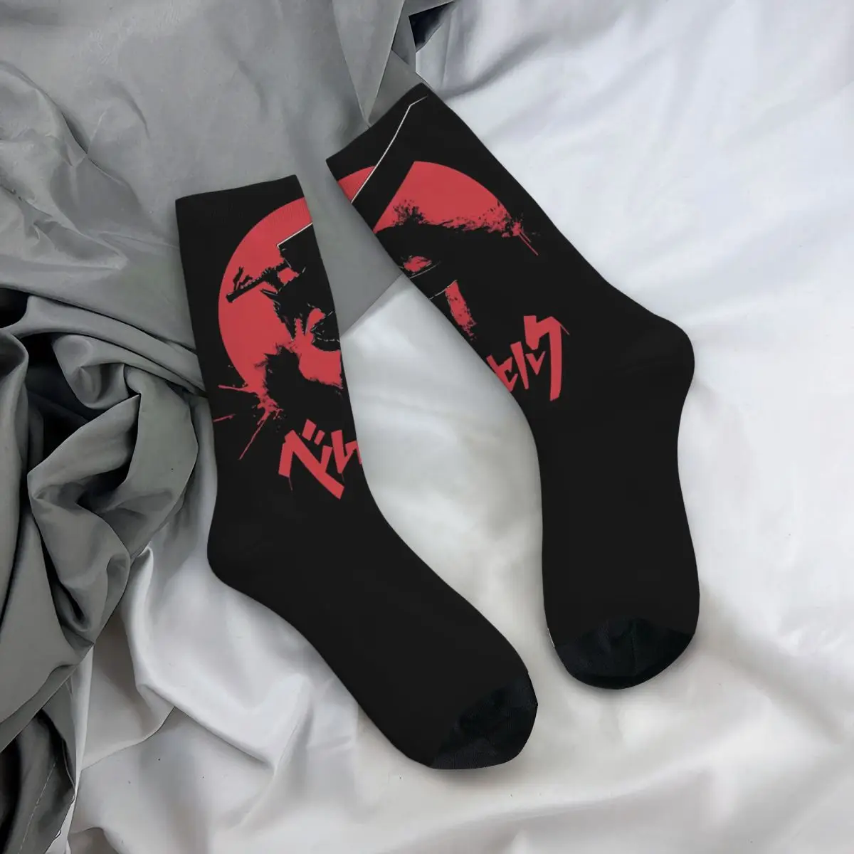 Berserk Guts Japan Anmie Manga Fan Gift Theme Design Crew Socks Merch for Women Sweat Absorbing Printed Socks