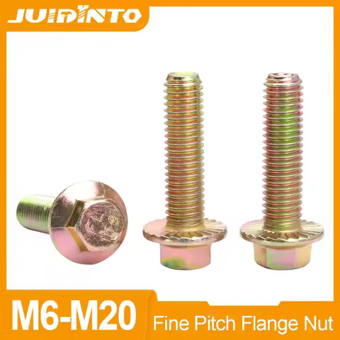 JUIDINTO 1-5pcs Hexagon Head with Serrated Flange Cap Screw M6 M8 M10 M12 M14 M16 Color Zinc Plating Hex Washer Head Bolt