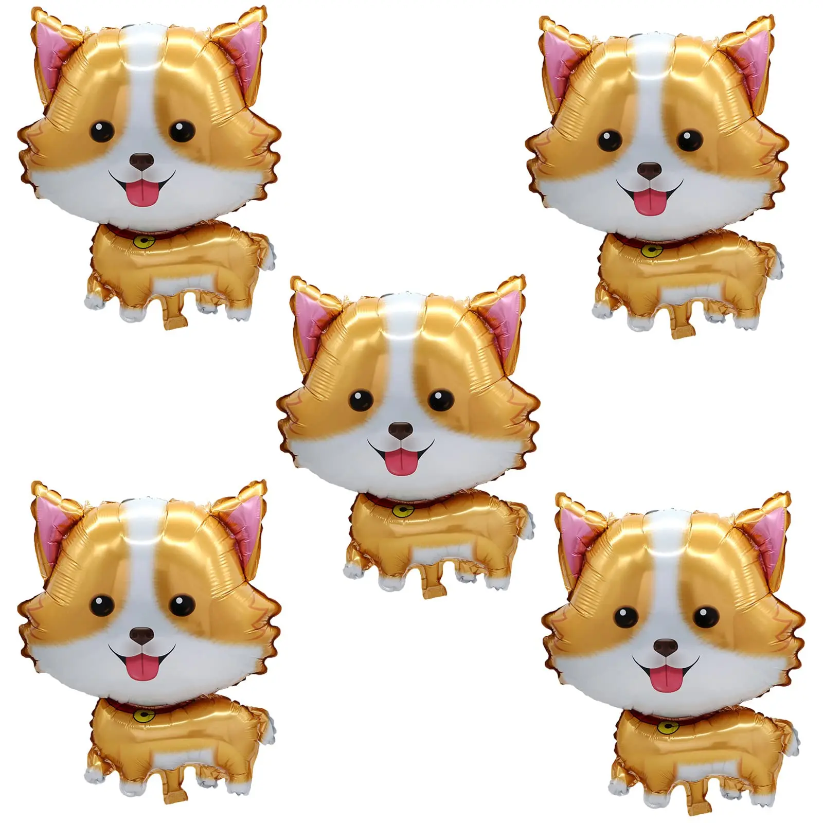 5 Stück Haustier-Hunde-Luftballons, niedliche Corgi-Folien-Mylar-Luftballons für Geburtstag, Babyparty, Lets Pawty-Themen, Haustier-Party-Dekorationszubehör