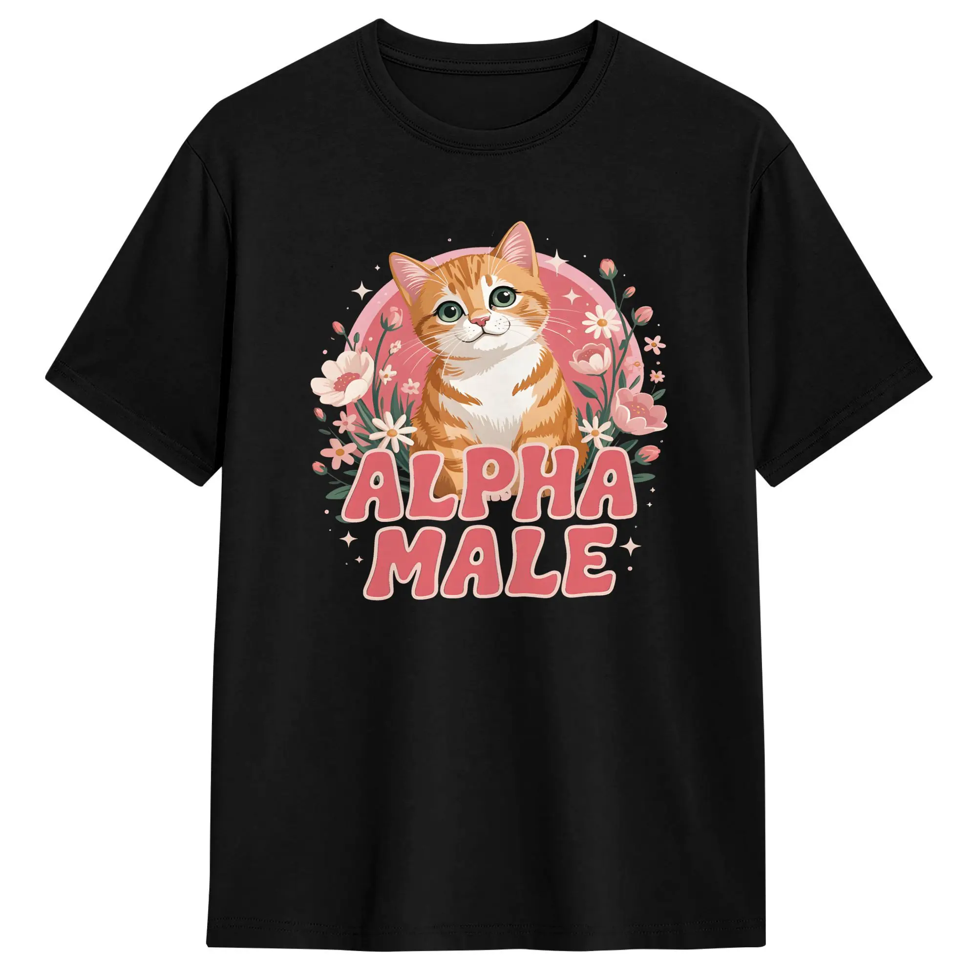 Casual T-Shirt Summer Alpha Male Cat Kitten Funny Trendy Cool T Shirts  100% Cotton Tshirt for Man Y2K Casual Short Sleeve Tees