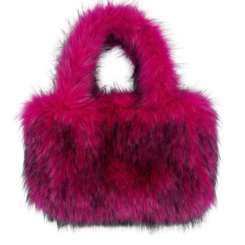 

Luxury Large Capacity Shopper Purses New Faux Mink Fur Bags for Women Handbags Candy Color Plush Tote Fluffy Soft Shoulder Bag