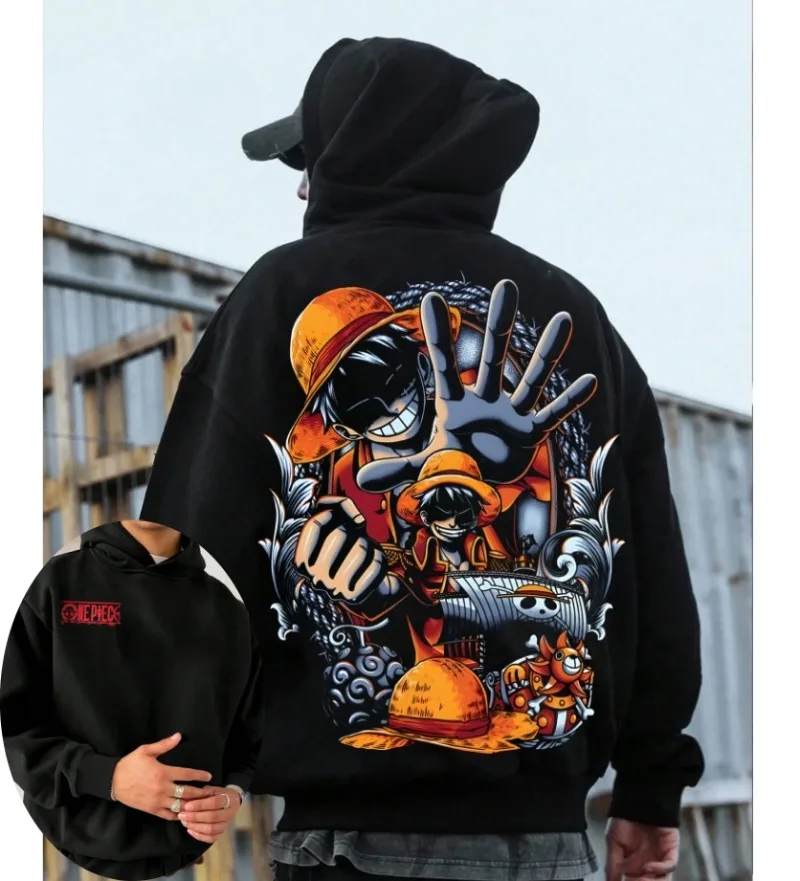 

2025 OnePiece Sea Fans Must Have Printed Pocket Loose Autumn/Winter Y2K High Quality Oversized Plush Men's and Women's Hoodies