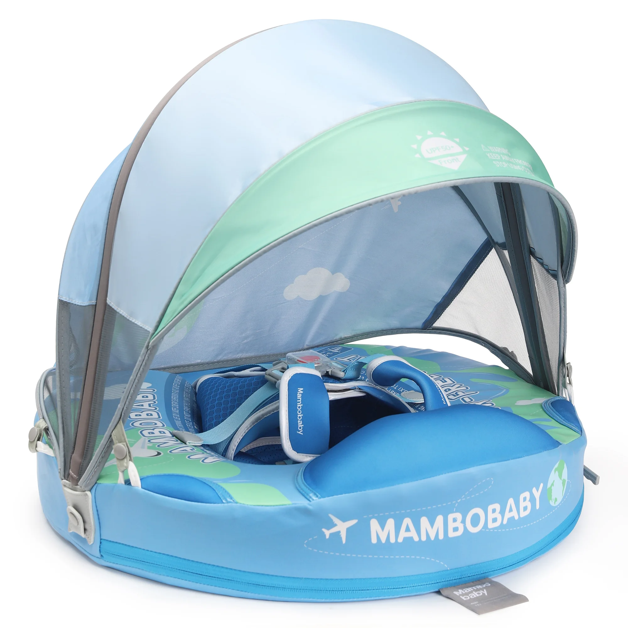 Mambobaby Add Tail Baby Swimming Float with Sun Canopy