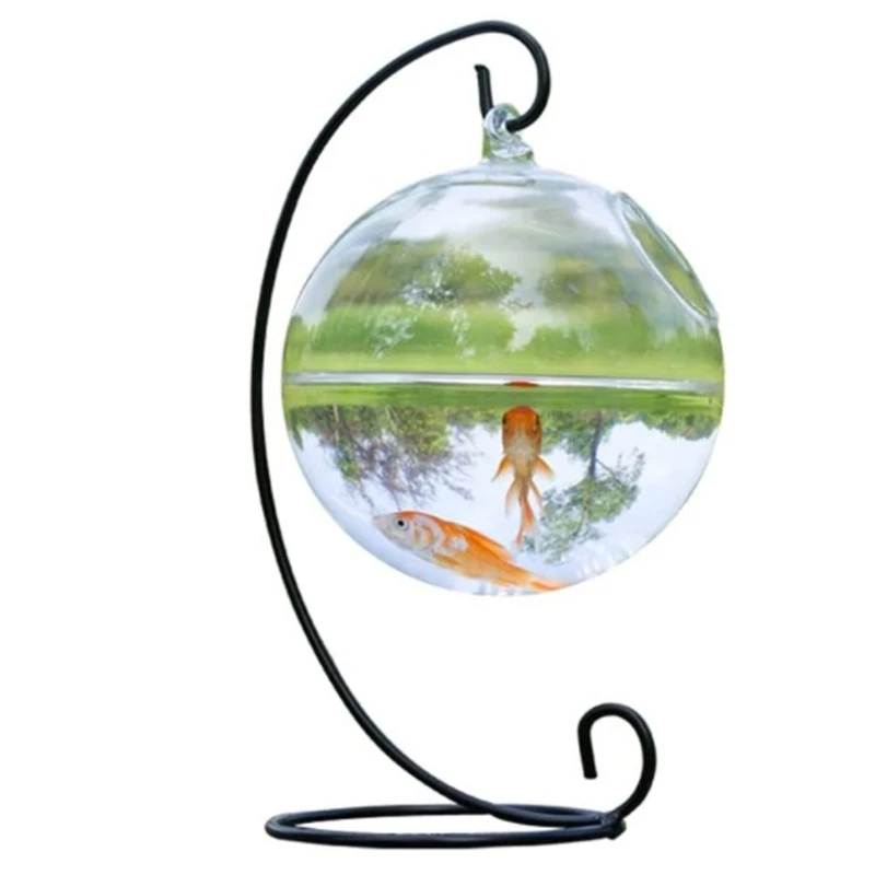 Mini Aquarium with Stand for Creative Vase Clear Plant Terrarium Hanging Ball Gl