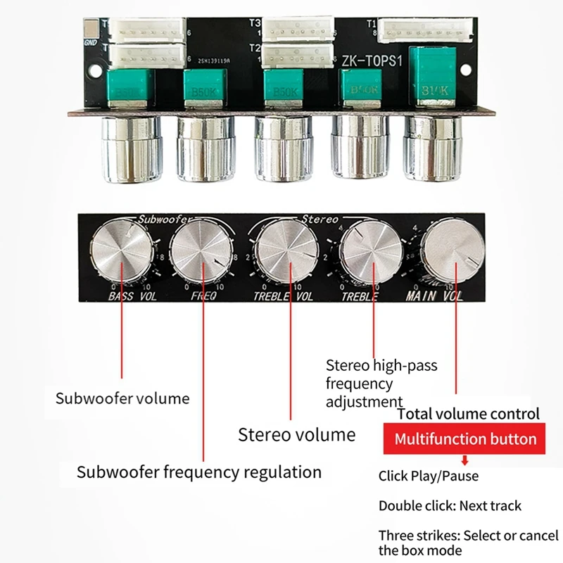 ZK-TB22P 5.1 Bluetooth 50W Left And Right Channel Amplifier Board Accessories With 100W Subwoofer For Sound Box