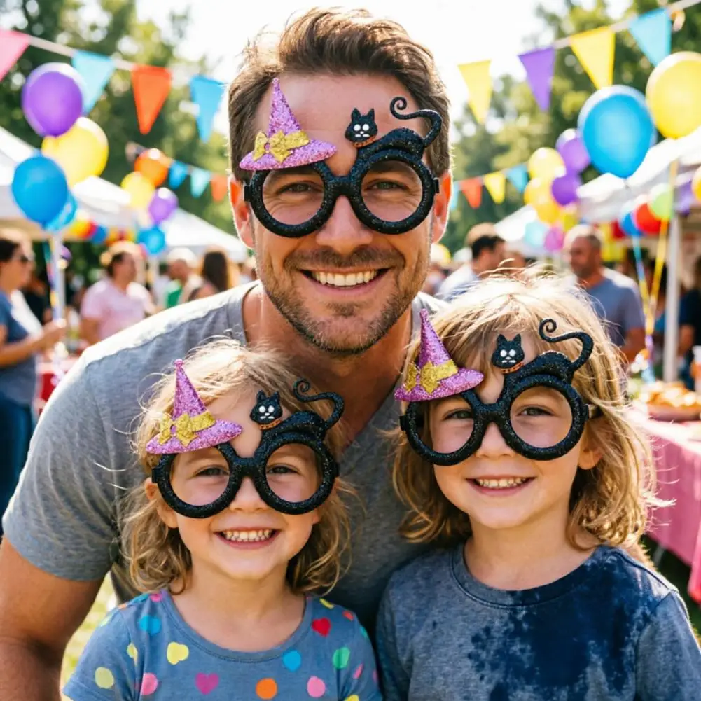 Glitter Halloween Party Glasses Pumpkin Skull Ghost Bat Eyewear for Kids Adults Cosplay Photo Props Party Favors Decor