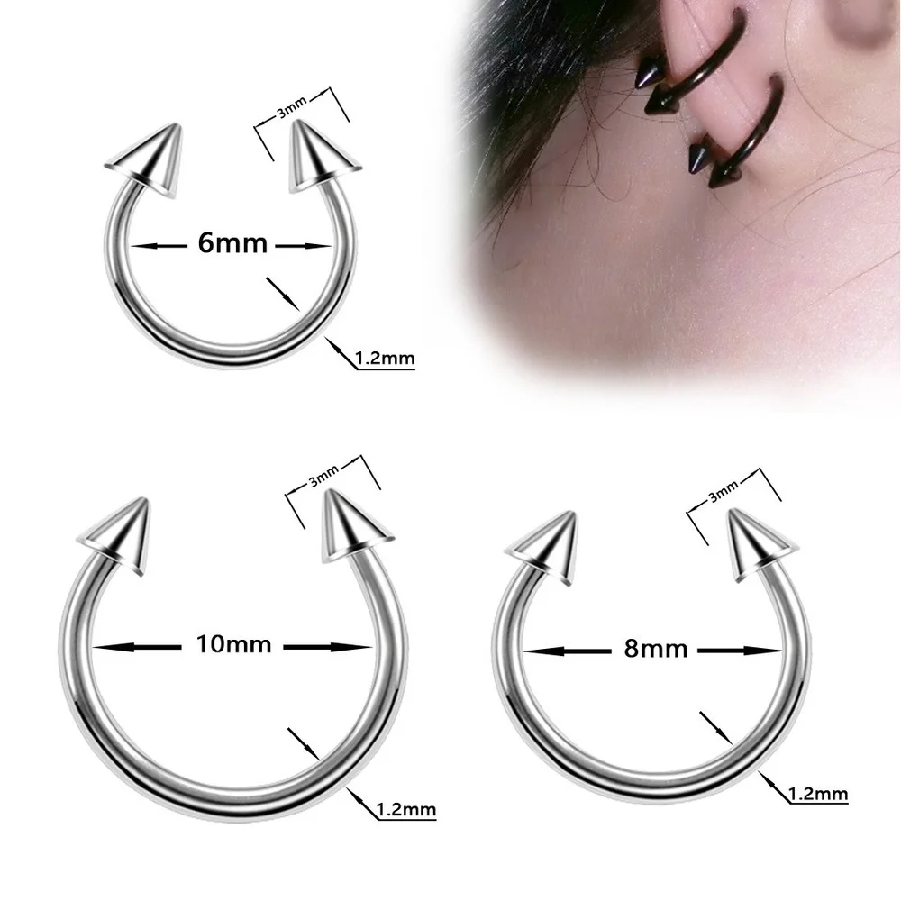 40/60PC Stainless Steel Nose Ring Tongue Bar Set Eyebrow Labret Piercing Set Horseshoe Ring Lot Women Pack Body Jewelry Gift