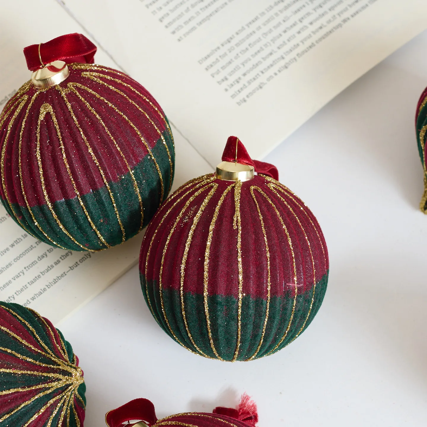 1 قطعة زينة عيد الميلاد اليدوية توافدوا الأحمر والأخضر خمر كرات عيد الميلاد معلقة زينة شجرة عيد الميلاد معلقة #6