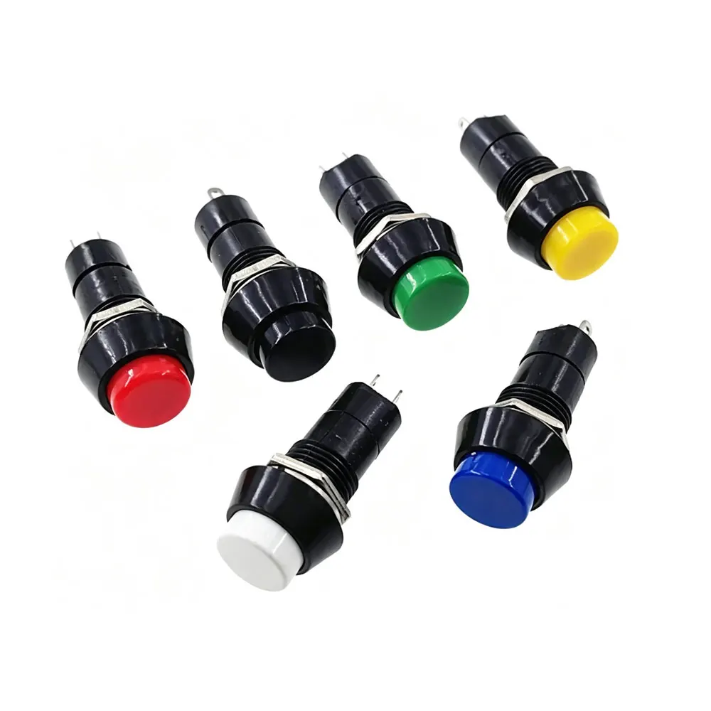 5pcs PBS-11A PBS-11B 12mm self-locking Self-Recovery Plastic Push Button Switch momentary 3A 250V AC 2PIN 6Color