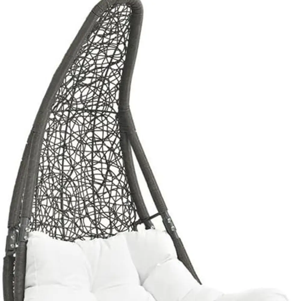 

Contemporary Metal Outdoor Swing Chair in Gray and White with Friction Features