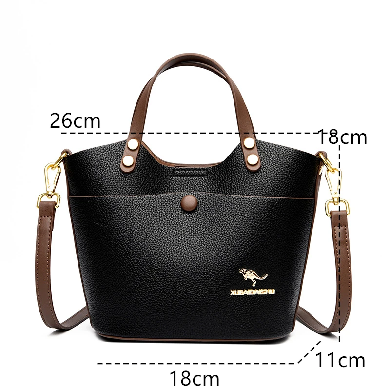 High Quality Leather Messenger Bag Bucket Purse Fashion Ladies Handbag Sac a Main Designer Women Crossbody Bag Shoulder Bags New