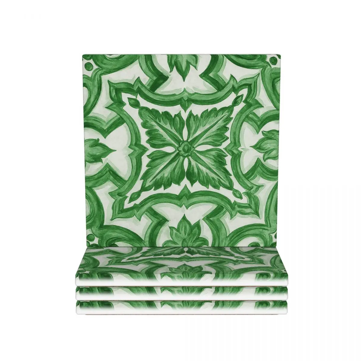 

Зеленые украшенные цветочные средиземноморские сицилийские подставки для плитки, керамический коврик, украшение стола для кухни, салфетки для обеденного стола