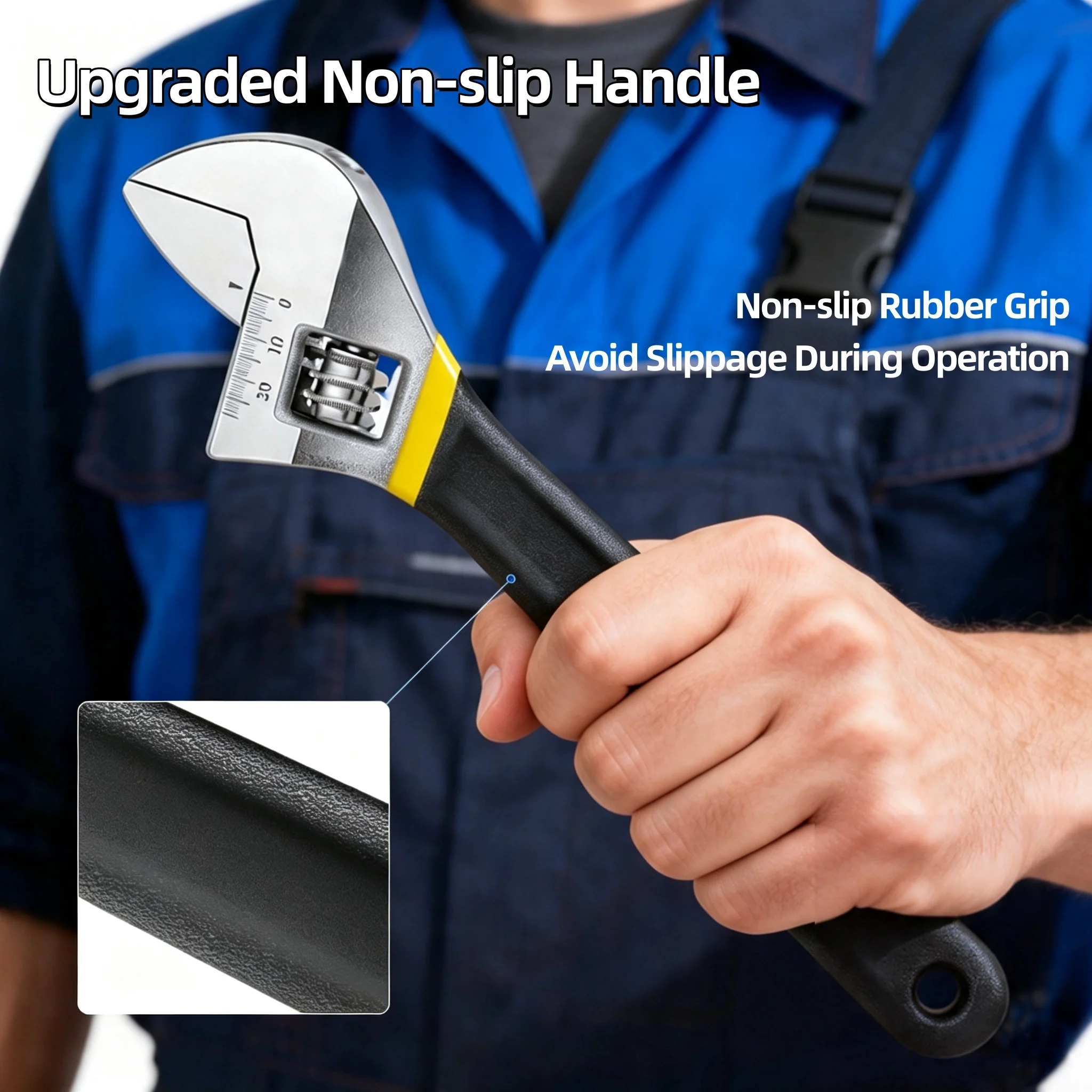 6/8/10/12 Inch Adjustable Wrench Deli Carbon Steel Multifunctional Dipped Handle Wrench Auto Bicycle Maintenance Hand Tools