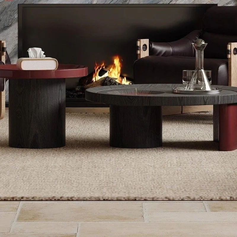 room round rock slab coffee table home combination designer light luxury modern small apartment advanced simplicity