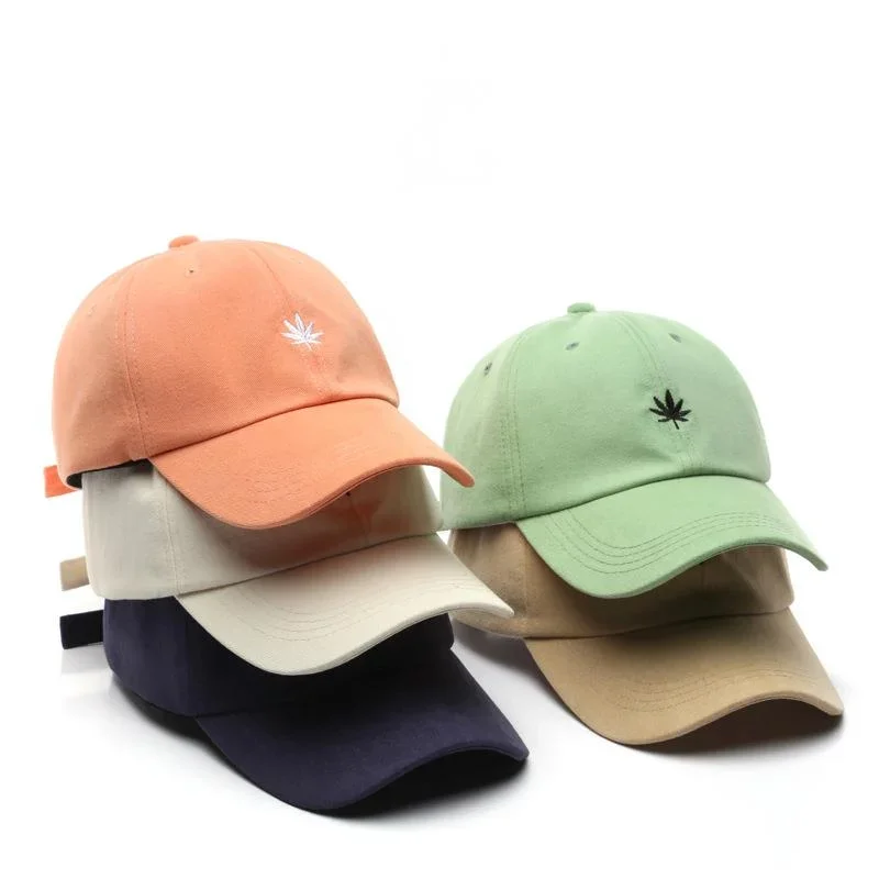 New Fashion Solid Women Man Maple Hemp Leaf Embroidery Baseball Hat Avoid Outdoor Sun Women Best Adjustable Travel Baseball Cap