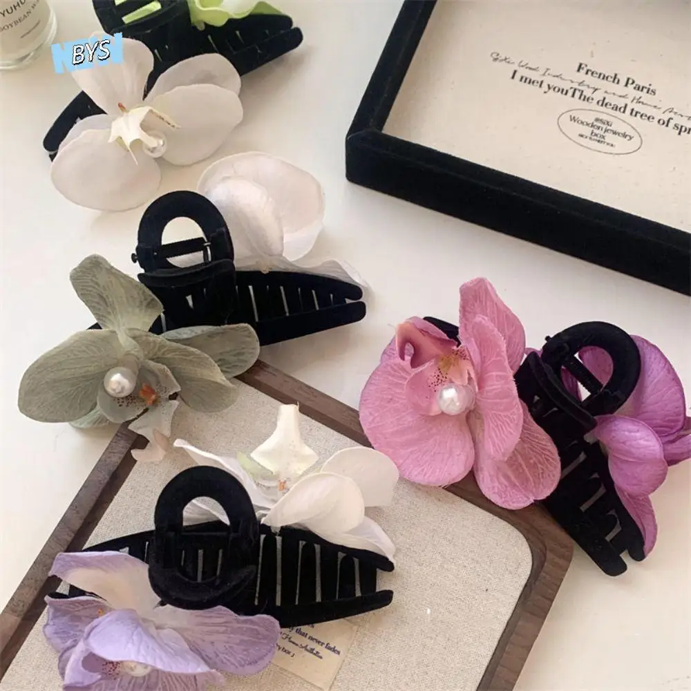 

Butterfly Orchid Flower Hair Claw Cloth Bohemia Barrettes Orchid Hair Clip Cute Hairpin Korean Style Headwear Large Shark Clip