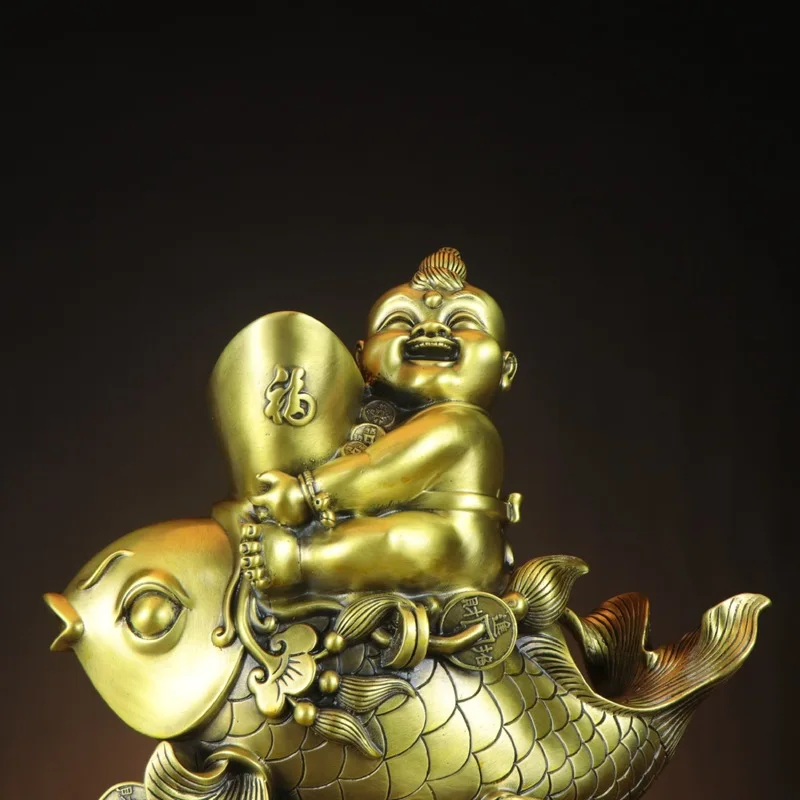 Brass ornaments, symbolizing good fortune and prosperity, featuring a golden dragon fish representing abundance in every ye