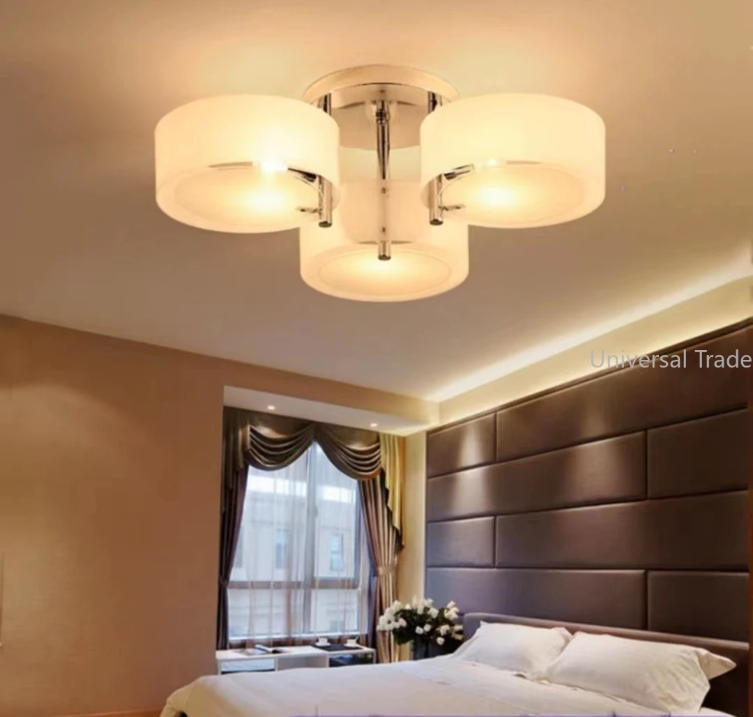 Modern Ceiling Light 1/2/3/5/7 Lights E26 E27 Brushed Nickel Acrylic Glass Modern Flush Mount for Bed Room Hallway