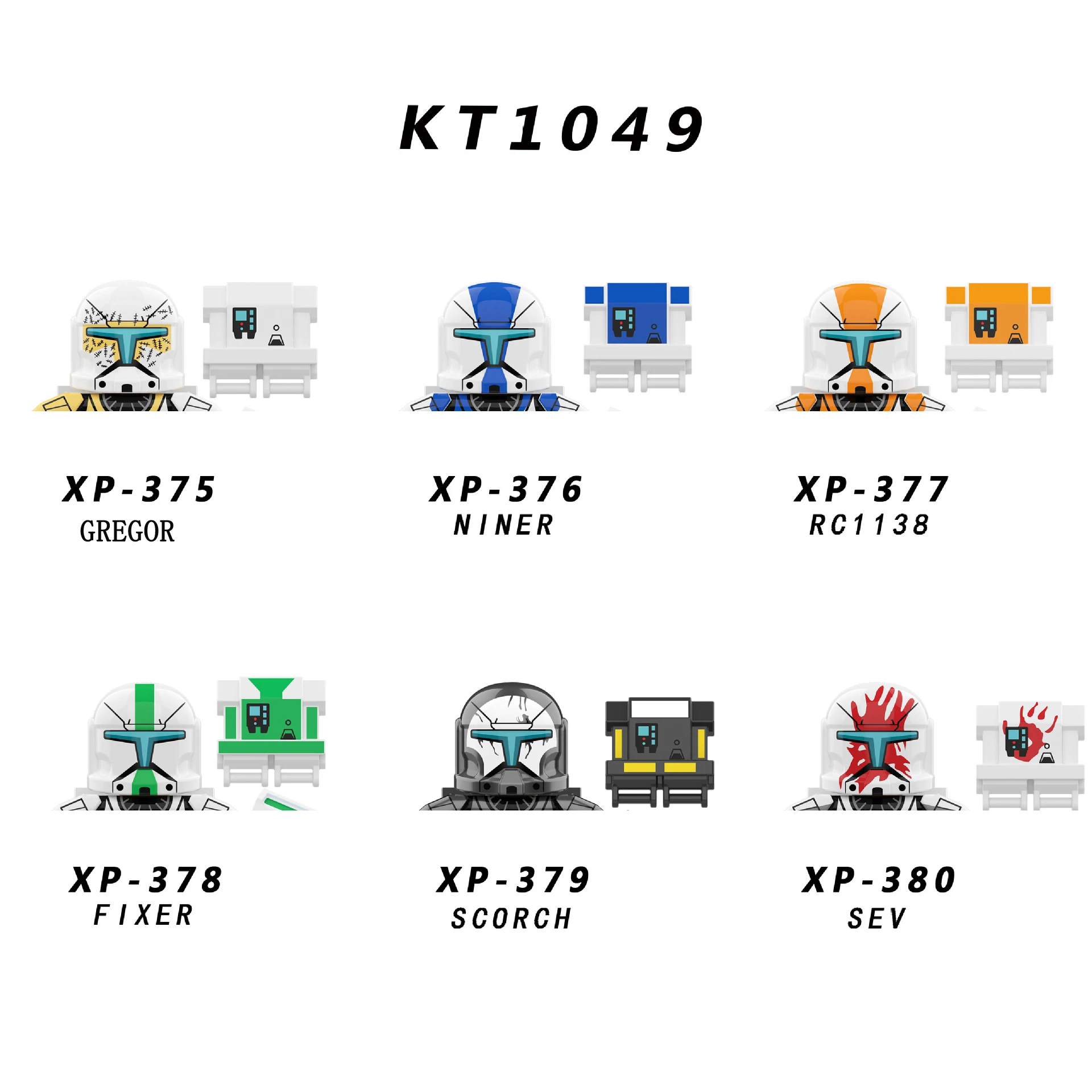 KT1049 Building Blocks 6pcs/set Gregor Niner RC1138 Brick Fixer Scorch Figure Eev XP375 XP376 XP377 mini Assembly Toys XP378