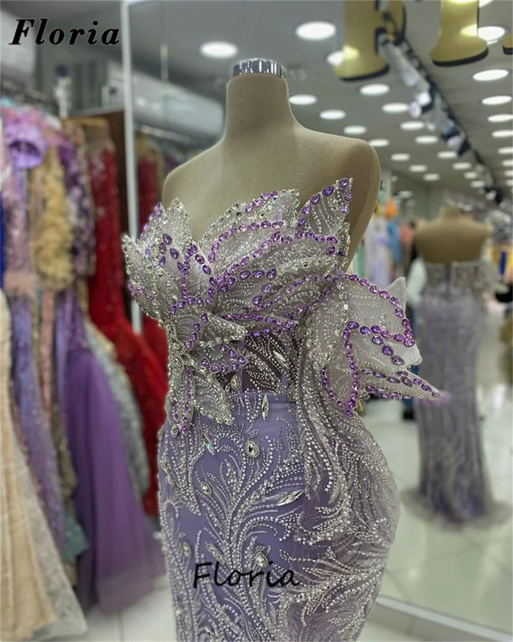 Elegante sereia roxa vestidos de noite, Dubai Coutures Beading, vestidos de noivado, vestido de baile, Novo, 2024