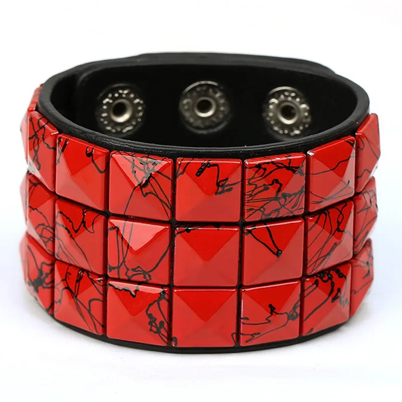 Fashion 9 Colors Double Belt Leather Wrist Friendship Big Wide Bracelet For Male Female Buckle Vintage Punk Jewelry