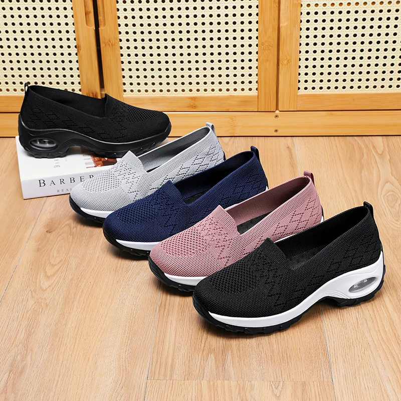 Women Platform Sneakers Woman Casual Shoes Cushion Sneakers Ladies Comfortable Shallow Mout Sock Sneakers Non-slip Walking Shoes