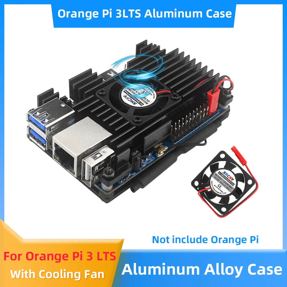 Orange Pi 3 LTS Aluminum Case Proect Shell Active Passive Cooling Radiator Box with Fan Siliceous Heatsinks for OPI 3 LTS