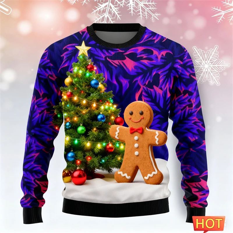 الزنجبيل رجل سترة عيد الميلاد القبيحة للرجال الملابس سانتا سترة قبيحة عيد الميلاد عطلة حفلة طاقم الرقبة البلوز ملابس حريمي #2