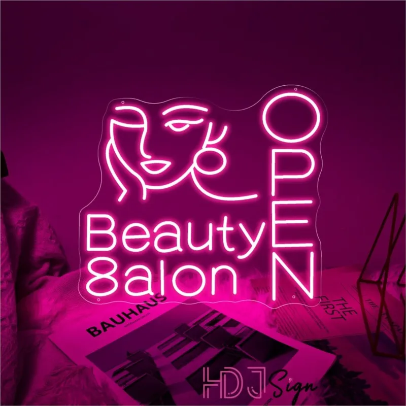 Imagem -03 - Custom Open Neon Sign For Beauty Salon Shop Home Decor Girl Room Decoração de Parede Neon l Ight Sinais Led Luminosos Presente de Natal