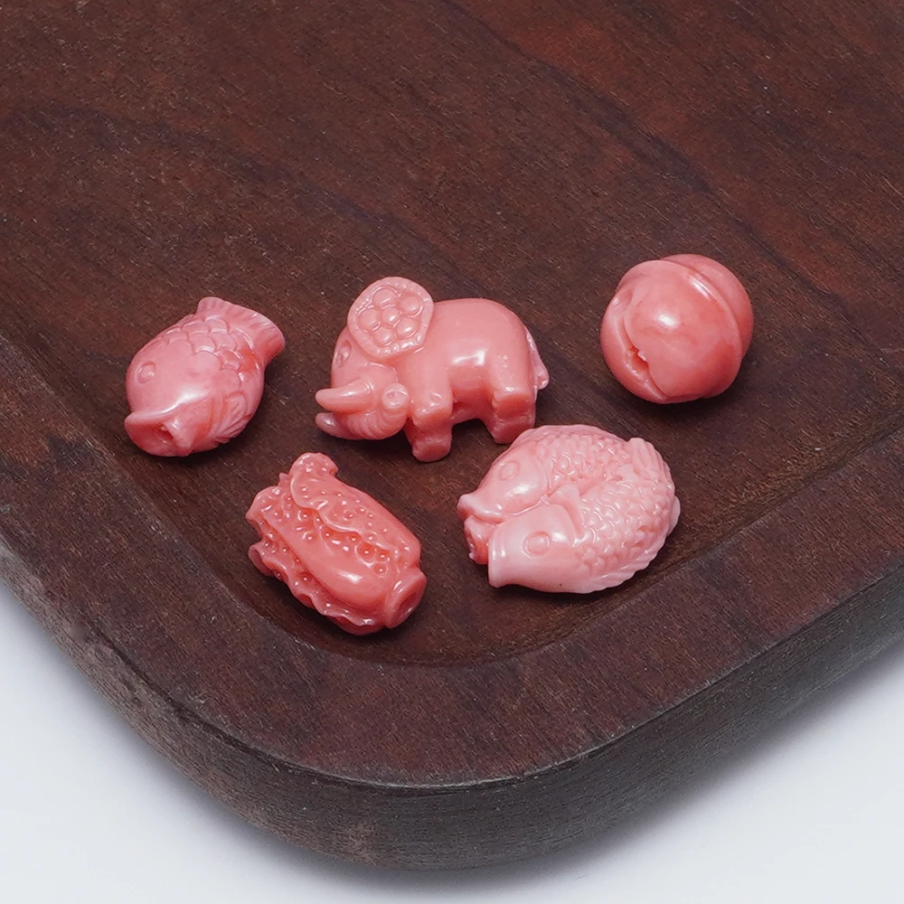 10Pcs/Piece Coral Powder Pressed Cabbage Elephant Bell Loose Beads for DIY Bracelets, Necklaces and Other Jewelry Accessories