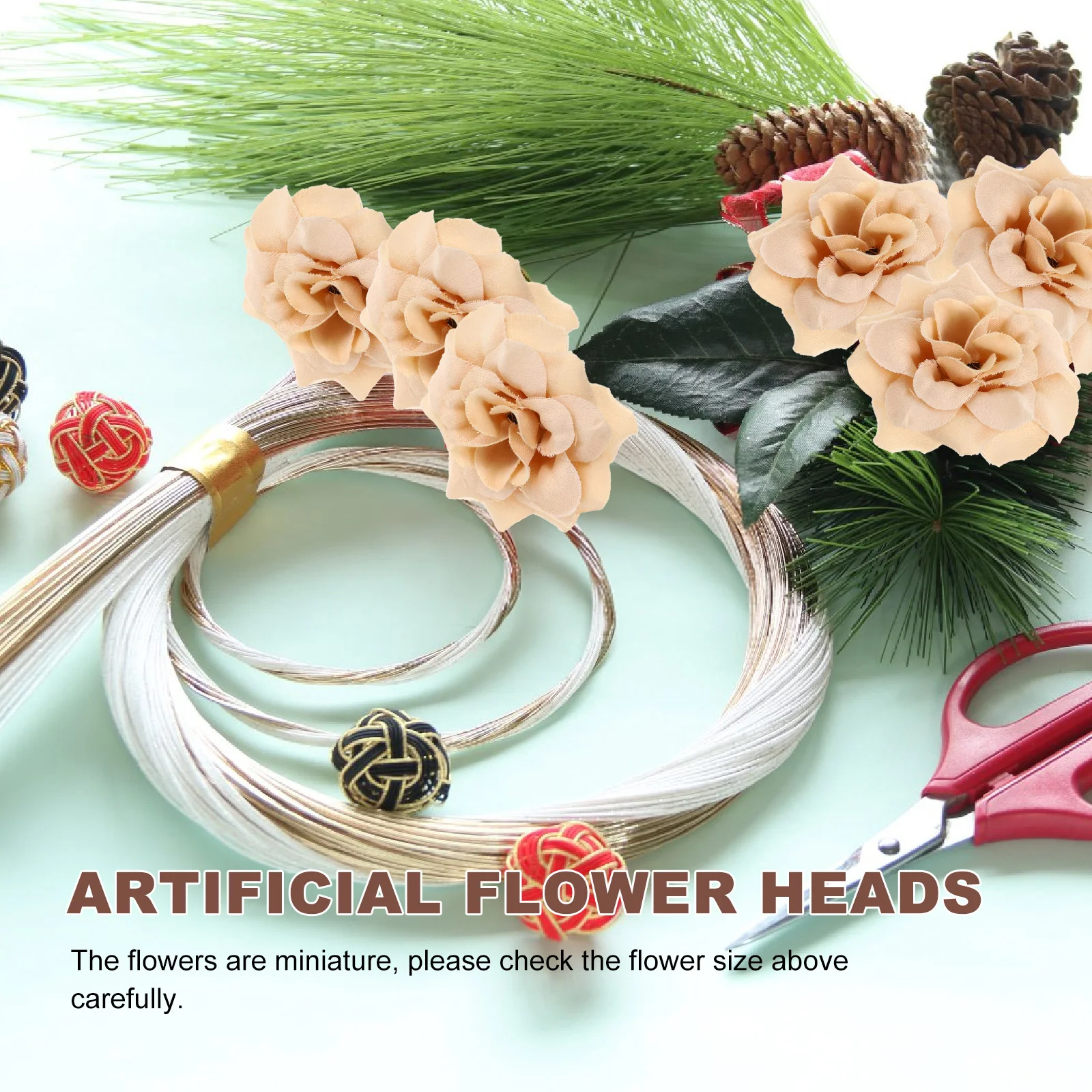 

50pcs Miniature Handmade Rose Flowers Realistic Silk Flower Heads For Craft Wedding Decor Artificial Flower Heads