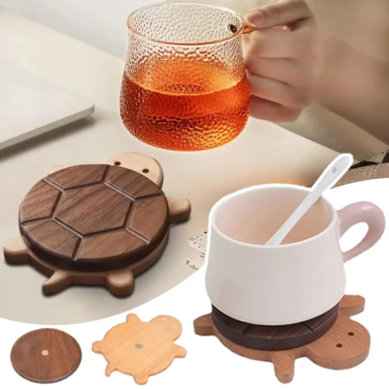 1/2 шт. деревянные черепахи, коврик для чашки, подставка для защиты от ожогов, изоляционная подставка для черепахи, черный орех, подставка из цельного дерева 티코 MGA portavasos