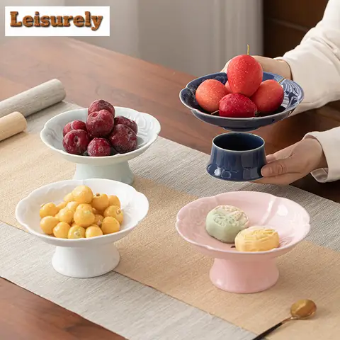 중국어 길조 구름 배수 과일 요리 빈티지 과자 접시 케이크 디스플레이 스탠드 캔디 바 서빙 트레이 Teaset 장식