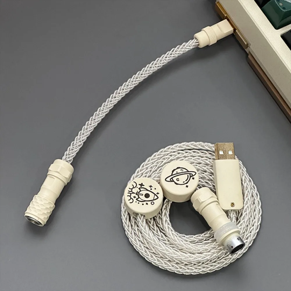 UNKNOWN ERROR Keyboard Cable Usb to Type-C Single Crystal Copper Aviation Connector Line 1.4m RGB Braided Keyboard Cable Gifts