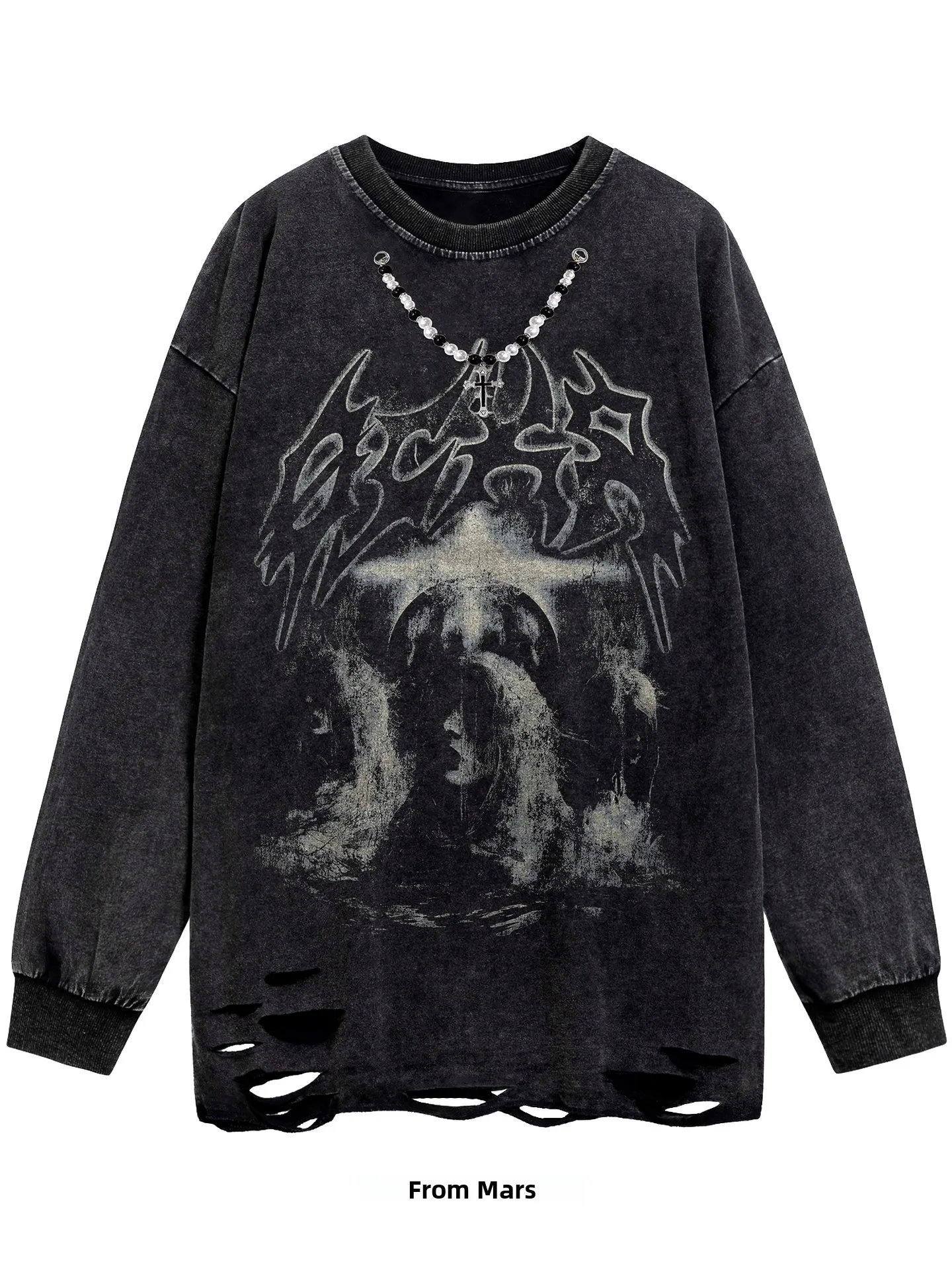 

Мужская хлопковая футболка свободного кроя с длинным рукавом и круглым вырезом в стиле винтажного хип-хопа, модная уличная одежда