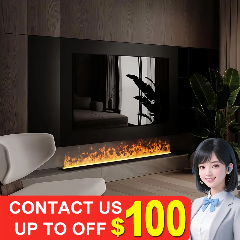 Chimenea de vapor de agua inteligente, efecto de llama 3D, control de aplicación Tuya, chimenea de decoración moderna para el hogar, ahorro de energía, sin humo ni olor, sonido simulado de madera quemada, humidificador