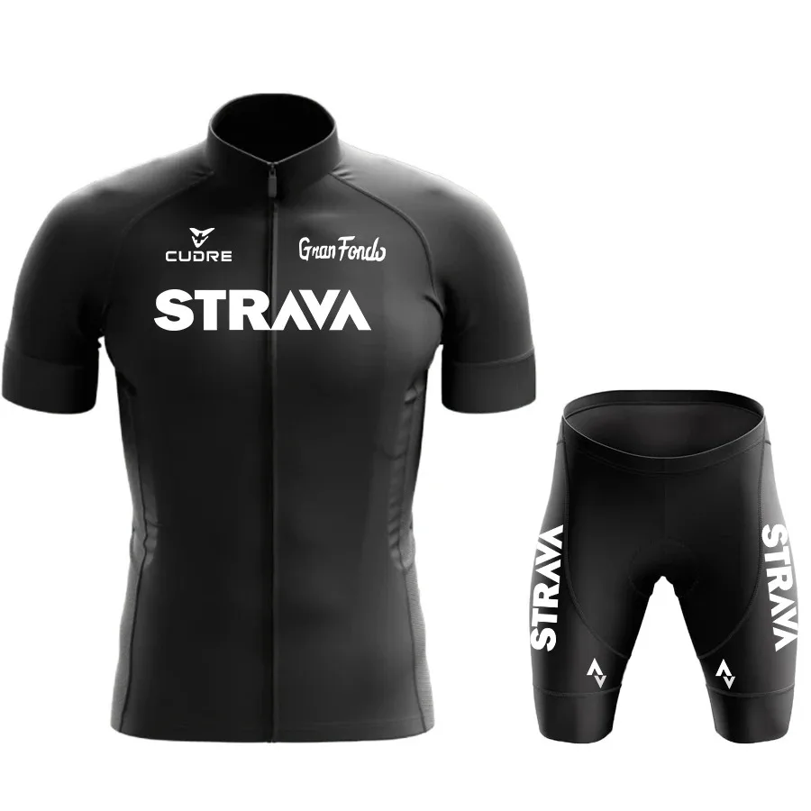 2024 STRAVA Men's Summer Cycling Jersey, Mountain Road Bike Riding Gear, Quick Drying and Sweat Wicking