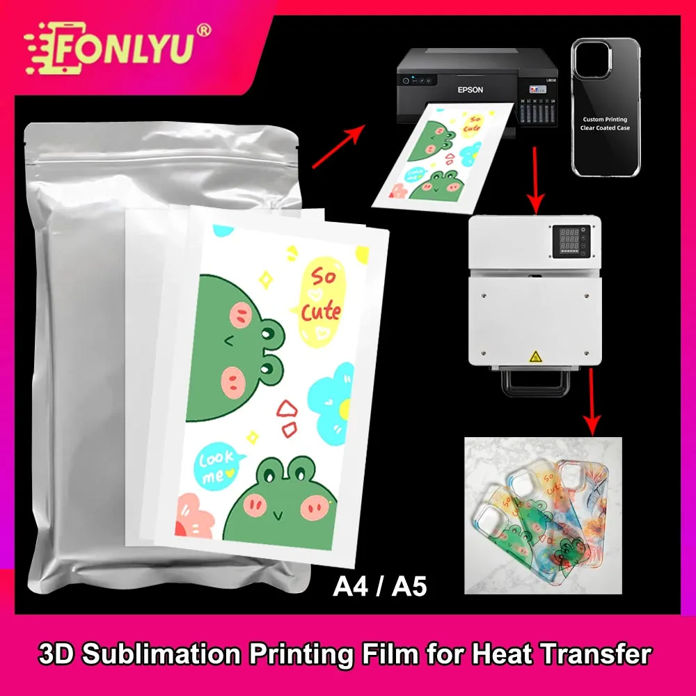 

FONLYU A5 148*240mm Sublimation Film for DIY Phone Covers Vacuum Heat Transfer Printer Machine