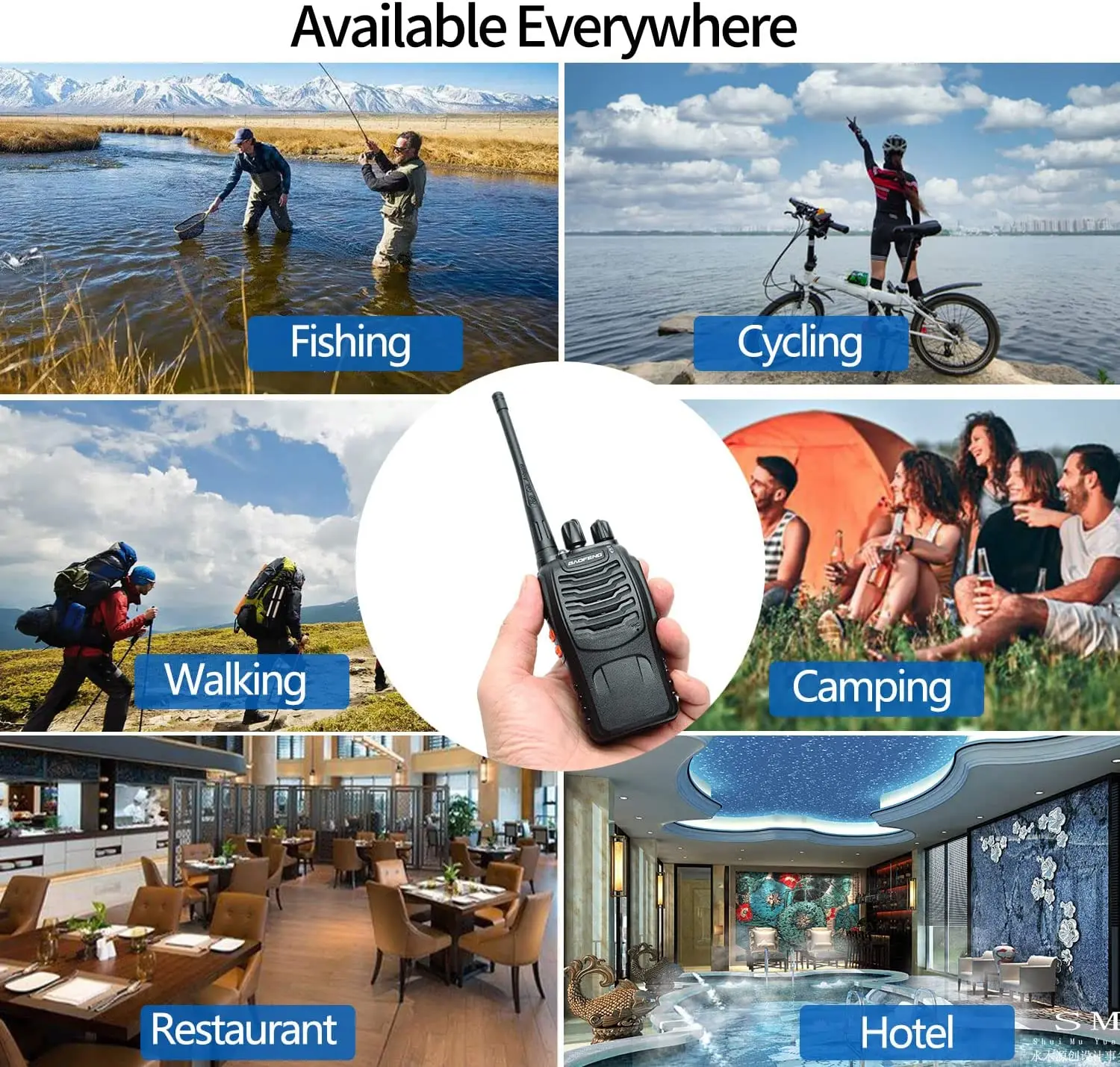 Baofeng BF 1/2 S Walkie Talkie UHF, tranceiver radio Ham dua arah jarak jauh 888 400 MHz 470 s untuk berburu Hotel