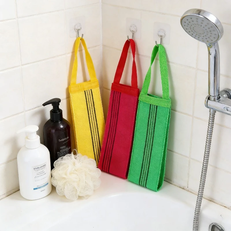 Double Sided Back Scrubber Bath Towel Exfoliating Shower Washcloth Long Pull Rope Body Cleansing Tool for Deep Skin Cleaning