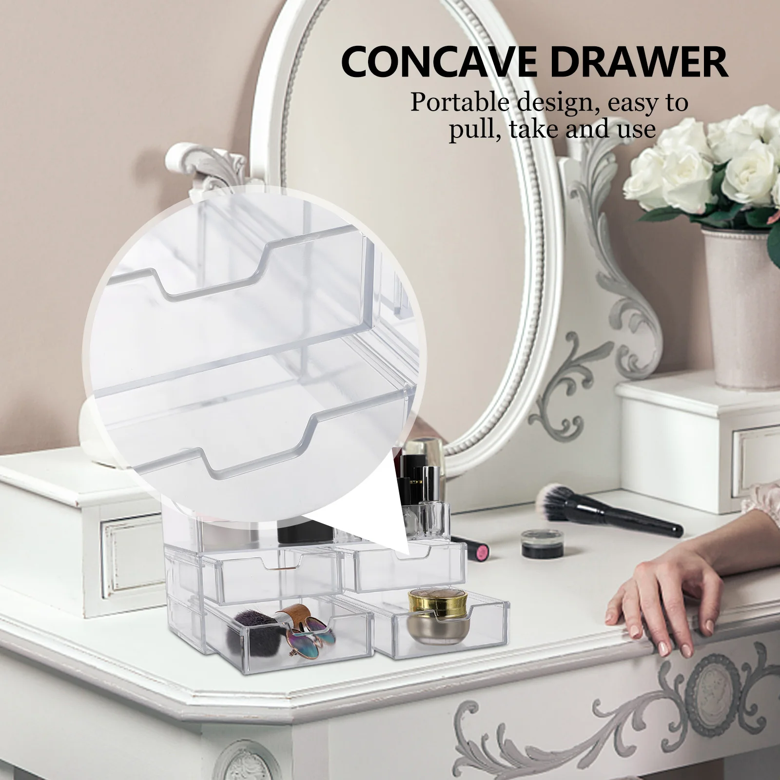 

1pc Transparent Multilayer Storage Storage Container Case Drawer Type Organizer For Cosmetics Jewelry Makeup Container